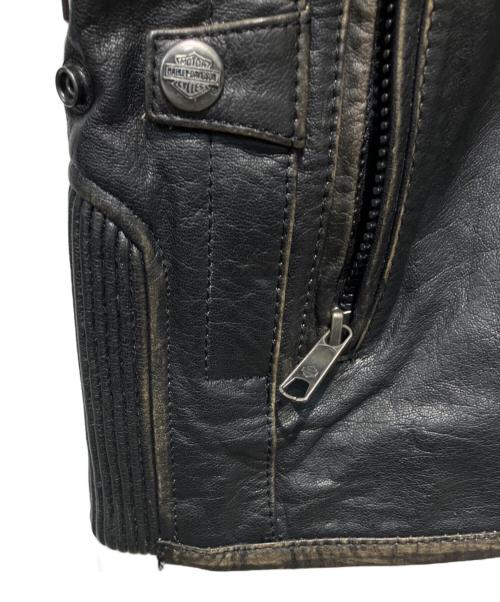 HARLEY-DAVIDSON（ハーレーダビッドソン）HARLEY-DAVIDSON (ハーレーダビッドソン) Triple Vent Detonator Distressed Leather Jacket ブラック サイズ:Mの古着・服飾アイテム