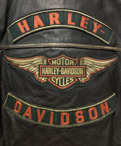 HARLEY-DAVIDSON（ハーレーダビッドソン）HARLEY-DAVIDSON (ハーレーダビッドソン) Triple Vent Detonator Distressed Leather Jacket ブラック サイズ:Mの古着・服飾アイテム