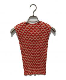 PLEATS PLEASE（プリーツプリーズ）の古着「ノースリーブカットソー」｜オレンジ