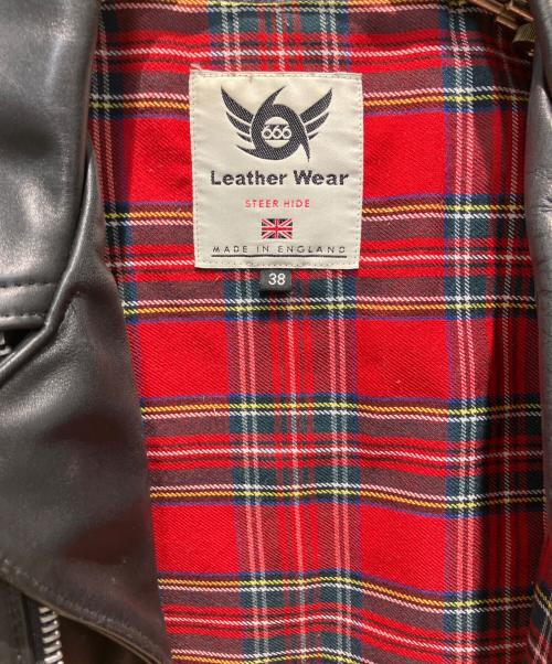666 LEATHER WEAR（666レザーウェア）666 LEATHER WEAR (トリプルシックス レザーウェア) 裏地タータンチェックライダースジャケット ブラック サイズ:38の古着・服飾アイテム