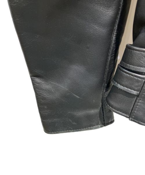 666 LEATHER WEAR（666レザーウェア）666 LEATHER WEAR (トリプルシックス レザーウェア) 裏地タータンチェックライダースジャケット ブラック サイズ:38の古着・服飾アイテム