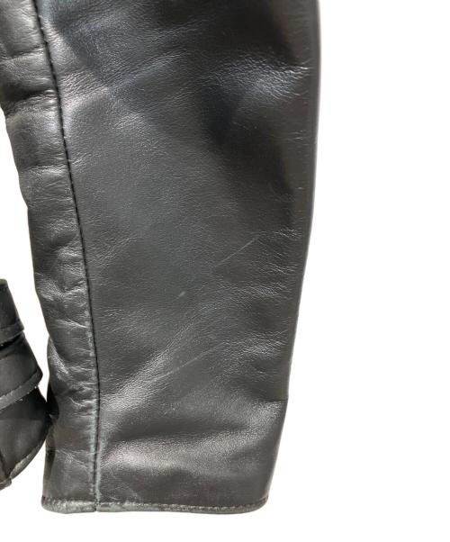 666 LEATHER WEAR（666レザーウェア）666 LEATHER WEAR (トリプルシックス レザーウェア) 裏地タータンチェックライダースジャケット ブラック サイズ:38の古着・服飾アイテム