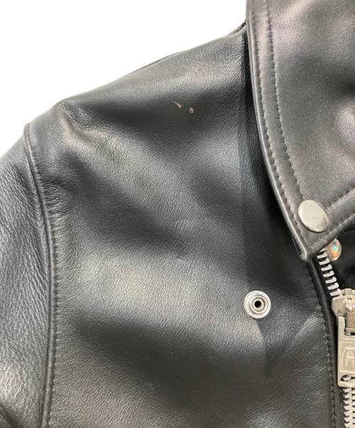 666 LEATHER WEAR（666レザーウェア）666 LEATHER WEAR (トリプルシックス レザーウェア) 裏地タータンチェックライダースジャケット ブラック サイズ:38の古着・服飾アイテム