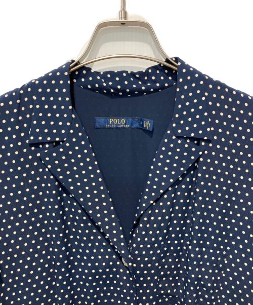 POLO RALPH LAUREN（ポロ・ラルフローレン）POLO RALPH LAUREN (ポロ・ラルフローレン) ドットシャツワンピース ネイビー サイズ:2の古着・服飾アイテム
