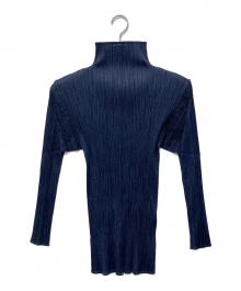 PLEATS PLEASE（プリーツプリーズ）の古着「ハイネックプリーツカットソー」｜ネイビー
