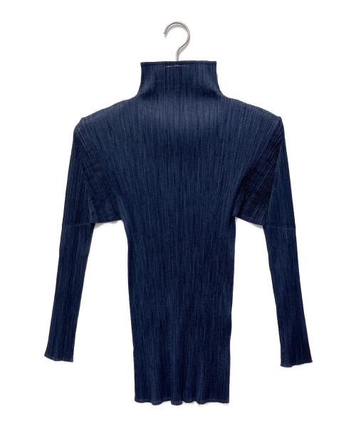 PLEATS PLEASE（プリーツプリーズ）PLEATS PLEASE (プリーツプリーズ) ハイネックプリーツカットソー ネイビー サイズ:3の古着・服飾アイテム