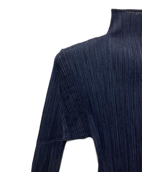 PLEATS PLEASE（プリーツプリーズ）PLEATS PLEASE (プリーツプリーズ) ハイネックプリーツカットソー ネイビー サイズ:3の古着・服飾アイテム