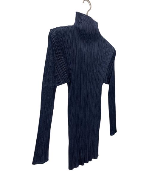 PLEATS PLEASE（プリーツプリーズ）PLEATS PLEASE (プリーツプリーズ) ハイネックプリーツカットソー ネイビー サイズ:3の古着・服飾アイテム