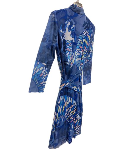 VIVIENNE TAM（ヴィヴィアンタム）VIVIENNE TAM (ヴィヴィアンタム) 龍柄チャイナ風パワーネットワンピース ブルー サイズ:1の古着・服飾アイテム