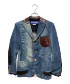 COMME des GARCONS JUNYA WATANABE MANコム デ ギャルソン ジュンヤ ワタナベ マン）の古着「デニムレザーパッチワークジャケット」｜ネイビー
