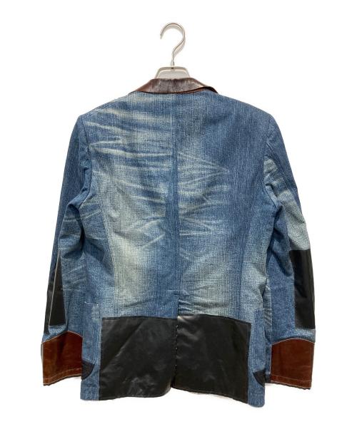 COMME des GARCONS JUNYA WATANABE MAN（コム デ ギャルソン ジュンヤ ワタナベ マン）COMME des GARCONS JUNYA WATANABE MAN (コム デ ギャルソン ジュンヤ ワタナベ マン) デニムレザーパッチワークジャケット ネイビー サイズ:XSの古着・服飾アイテム