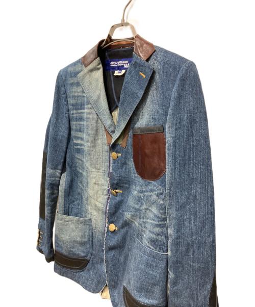 COMME des GARCONS JUNYA WATANABE MAN（コム デ ギャルソン ジュンヤ ワタナベ マン）COMME des GARCONS JUNYA WATANABE MAN (コム デ ギャルソン ジュンヤ ワタナベ マン) デニムレザーパッチワークジャケット ネイビー サイズ:XSの古着・服飾アイテム