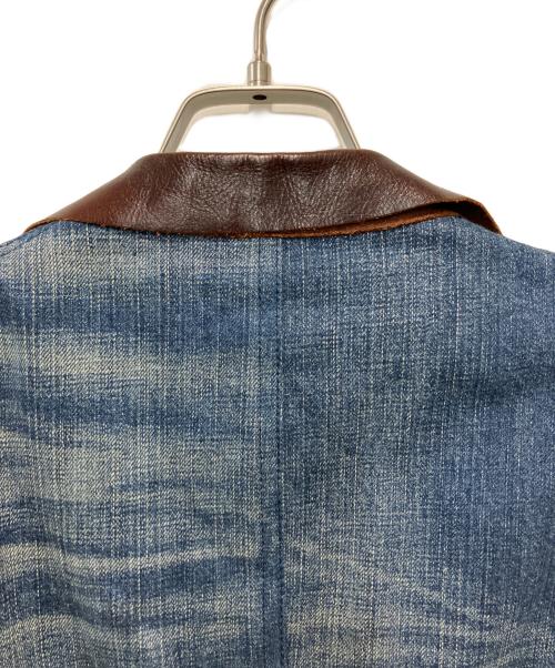 COMME des GARCONS JUNYA WATANABE MAN（コム デ ギャルソン ジュンヤ ワタナベ マン）COMME des GARCONS JUNYA WATANABE MAN (コム デ ギャルソン ジュンヤ ワタナベ マン) デニムレザーパッチワークジャケット ネイビー サイズ:XSの古着・服飾アイテム