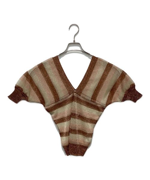 ISSEY MIYAKE（イッセイミヤケ）ISSEY MIYAKE (イッセイミヤケ) ラメカットソー ブラウン サイズ:2の古着・服飾アイテム