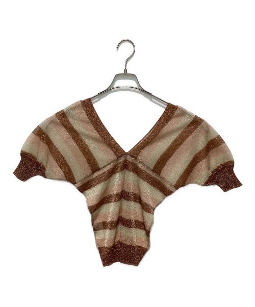 ISSEY MIYAKE（イッセイミヤケ）ISSEY MIYAKE (イッセイミヤケ) ラメカットソー ブラウン サイズ:2の古着・服飾アイテム