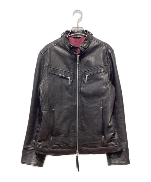A.S.M（エイエムエス）A.S.M (エイエムエス) シープスキンシングルライダースジャケット ブラック サイズ:52の古着・服飾アイテム
