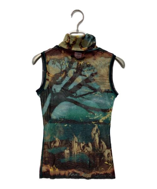 Jean Paul Gaultier FEMME（ジャンポールゴルチエ フェム）Jean Paul Gaultier FEMME (ジャンポールゴルチエ フェム) ノースリーブパワーネット グリーン サイズ:40の古着・服飾アイテム