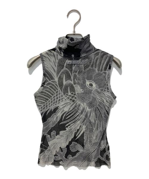 Jean Paul GAULTIER（ジャンポールゴルチェ）Jean Paul GAULTIER (ジャンポールゴルチェ) ノースリーブパワーネット グレー×ブラック サイズ:40の古着・服飾アイテム