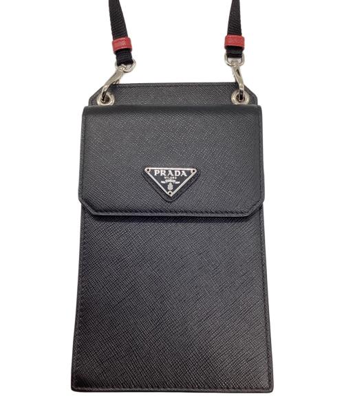 PRADA（プラダ）PRADA (プラダ) サフィアーノマルチケース ブラック×レッドの古着・服飾アイテム