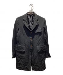 BLACK COMME des GARCONS（ブラックコムデギャルソン）の古着「ポリ縮ストライプテーラードジャケット」｜ブラック