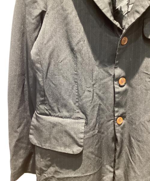 BLACK COMME des GARCONS（ブラックコムデギャルソン）BLACK COMME des GARCONS (ブラックコムデギャルソン) ポリ縮ストライプテーラードジャケット ブラック サイズ:Mの古着・服飾アイテム