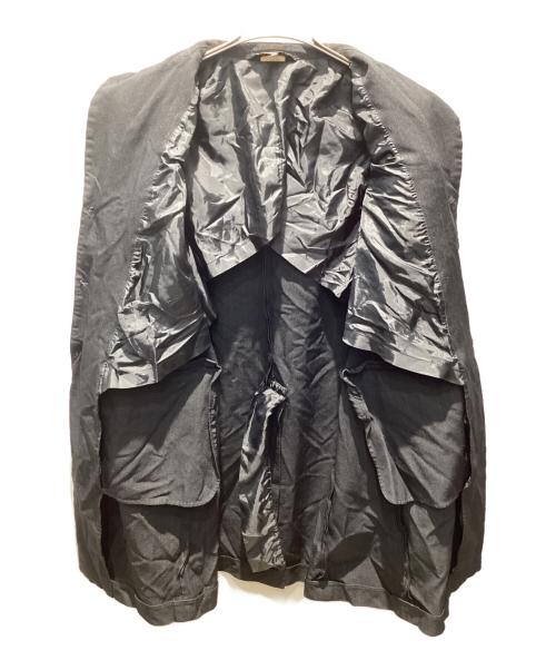 BLACK COMME des GARCONS（ブラックコムデギャルソン）BLACK COMME des GARCONS (ブラックコムデギャルソン) ポリ縮ストライプテーラードジャケット ブラック サイズ:Mの古着・服飾アイテム