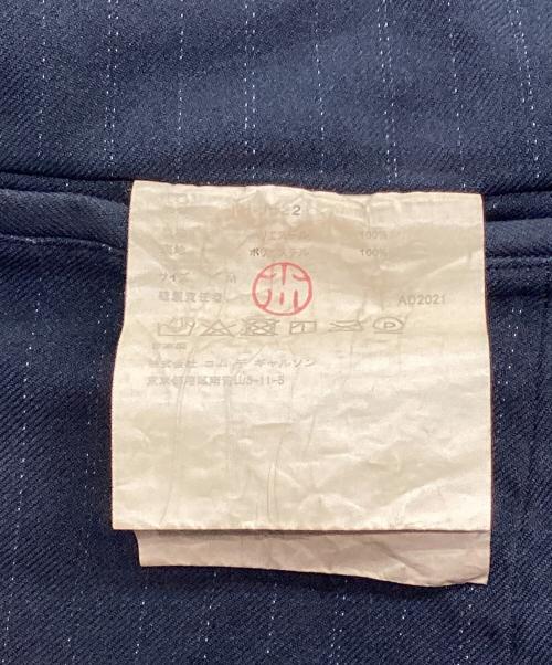 BLACK COMME des GARCONS（ブラックコムデギャルソン）BLACK COMME des GARCONS (ブラックコムデギャルソン) ポリ縮ストライプテーラードジャケット ブラック サイズ:Mの古着・服飾アイテム