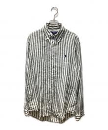 POLO RALPH LAUREN（ポロ・ラルフローレン）の古着「カスタムフィットストライプドリネンシャツ」｜オリーブ