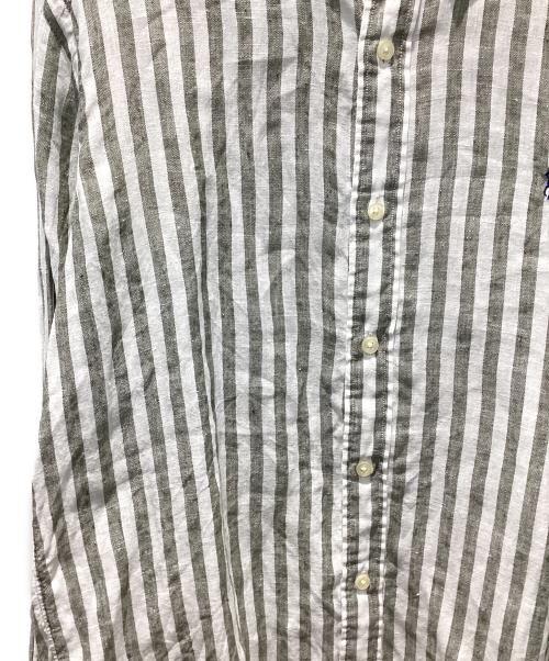 POLO RALPH LAUREN（ポロ・ラルフローレン）POLO RALPH LAUREN (ポロ・ラルフローレン) カスタムフィットストライプドリネンシャツ オリーブ サイズ:Mの古着・服飾アイテム