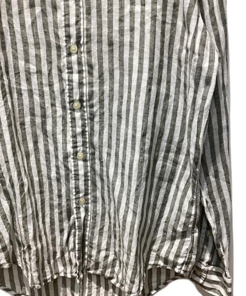 POLO RALPH LAUREN（ポロ・ラルフローレン）POLO RALPH LAUREN (ポロ・ラルフローレン) カスタムフィットストライプドリネンシャツ オリーブ サイズ:Mの古着・服飾アイテム