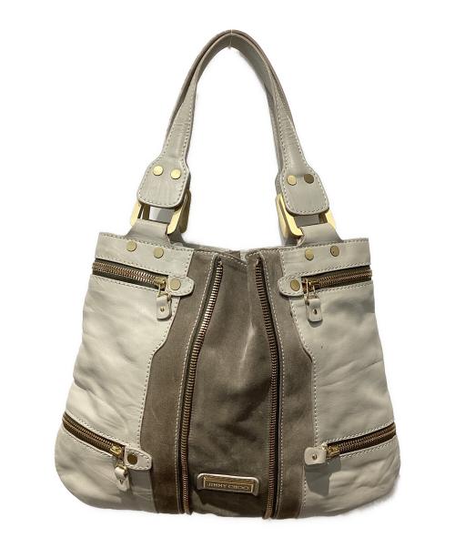 JIMMY CHOO（ジミーチュウ）JIMMY CHOO (ジミーチュウ) MONA SUEDE LEATHER TOTE BAG ベージュ×グレーの古着・服飾アイテム