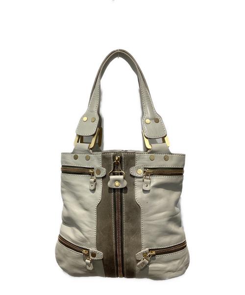 JIMMY CHOO（ジミーチュウ）JIMMY CHOO (ジミーチュウ) MONA SUEDE LEATHER TOTE BAG ベージュ×グレーの古着・服飾アイテム