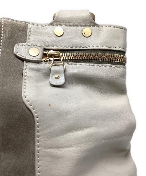 JIMMY CHOO（ジミーチュウ）JIMMY CHOO (ジミーチュウ) MONA SUEDE LEATHER TOTE BAG ベージュ×グレーの古着・服飾アイテム