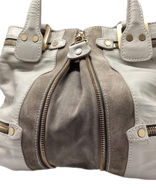 JIMMY CHOO（ジミーチュウ）JIMMY CHOO (ジミーチュウ) MONA SUEDE LEATHER TOTE BAG ベージュ×グレーの古着・服飾アイテム