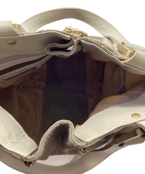 JIMMY CHOO（ジミーチュウ）JIMMY CHOO (ジミーチュウ) MONA SUEDE LEATHER TOTE BAG ベージュ×グレーの古着・服飾アイテム