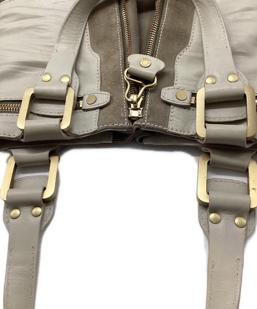JIMMY CHOO（ジミーチュウ）JIMMY CHOO (ジミーチュウ) MONA SUEDE LEATHER TOTE BAG ベージュ×グレーの古着・服飾アイテム