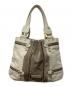JIMMY CHOO（ジミーチュウ）の古着「MONA SUEDE LEATHER TOTE BAG」｜ベージュ×グレー