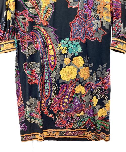 LEONARD FASHION（レオナールファッション）LEONARD FASHION (レオナールファッション) シルク混フラワーペイズリーワンピース ブラック サイズ:Lの古着・服飾アイテム