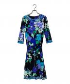 LEONARD FASHIONレオナールファッション）の古着「花柄七分袖ワンピース」｜ブラック