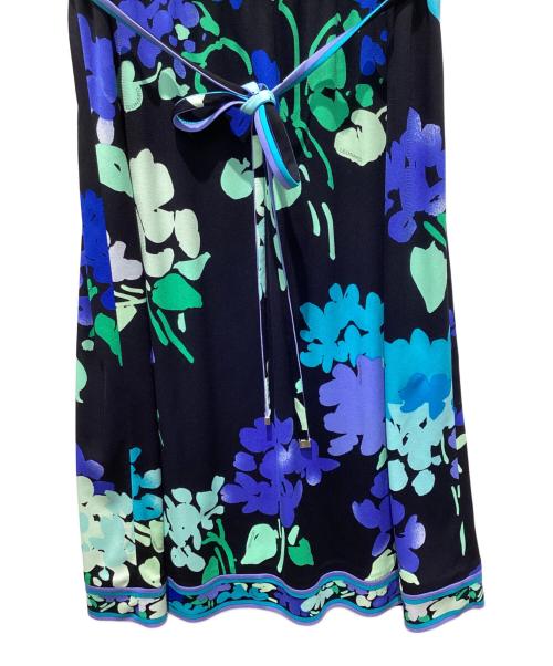 LEONARD FASHION（レオナールファッション）LEONARD FASHION (レオナールファッション) 花柄七分袖ワンピース ブラック サイズ:34の古着・服飾アイテム