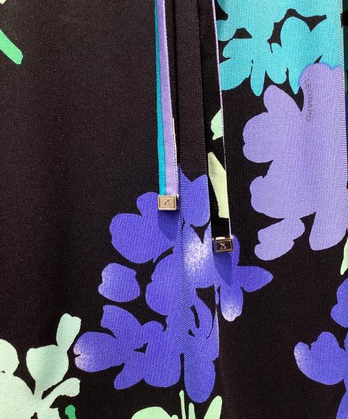 LEONARD FASHION（レオナールファッション）LEONARD FASHION (レオナールファッション) 花柄七分袖ワンピース ブラック サイズ:34の古着・服飾アイテム
