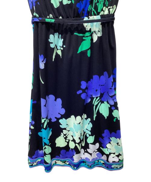 LEONARD FASHION（レオナールファッション）LEONARD FASHION (レオナールファッション) 花柄七分袖ワンピース ブラック サイズ:34の古着・服飾アイテム