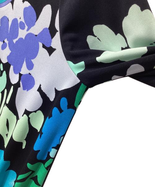 LEONARD FASHION（レオナールファッション）LEONARD FASHION (レオナールファッション) 花柄七分袖ワンピース ブラック サイズ:34の古着・服飾アイテム