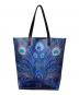 LIBERTY LONDON (リバティ ロンドン) ピーコック柄トートバッグ ブラック×ネイビー：16000円
