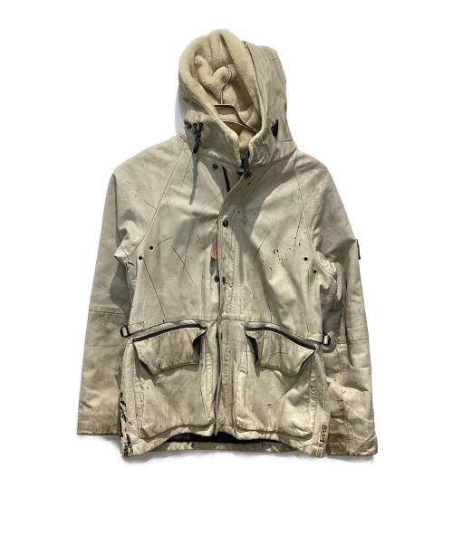 ARMANI JEANS（アルマーニジーンズ）ARMANI JEANS (アルマーニジーンズ) ペイント加工レザーコート グレー サイズ:52の古着・服飾アイテム