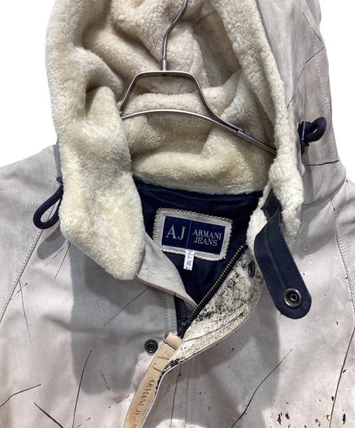 ARMANI JEANS（アルマーニジーンズ）ARMANI JEANS (アルマーニジーンズ) ペイント加工レザーコート グレー サイズ:52の古着・服飾アイテム