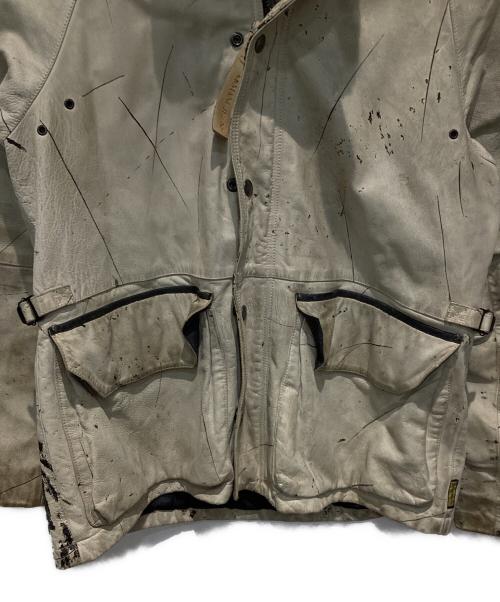 ARMANI JEANS（アルマーニジーンズ）ARMANI JEANS (アルマーニジーンズ) ペイント加工レザーコート グレー サイズ:52の古着・服飾アイテム