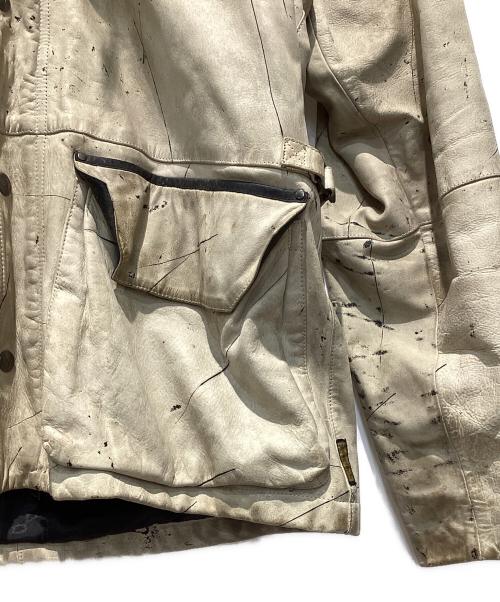 ARMANI JEANS（アルマーニジーンズ）ARMANI JEANS (アルマーニジーンズ) ペイント加工レザーコート グレー サイズ:52の古着・服飾アイテム