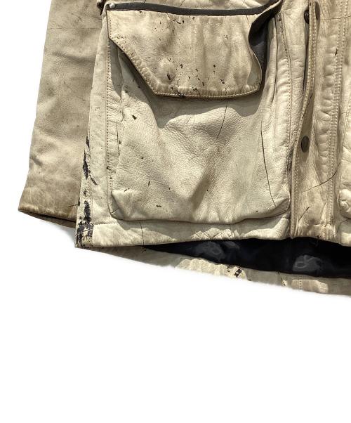 ARMANI JEANS（アルマーニジーンズ）ARMANI JEANS (アルマーニジーンズ) ペイント加工レザーコート グレー サイズ:52の古着・服飾アイテム