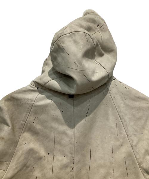 ARMANI JEANS（アルマーニジーンズ）ARMANI JEANS (アルマーニジーンズ) ペイント加工レザーコート グレー サイズ:52の古着・服飾アイテム